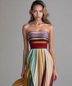 Lila sleeveless ankle-length dress in bright colors, featuring a flowy style perfect for summer wear. 0