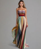 Lila sleeveless ankle-length dress in bright colors, featuring a flowy style perfect for summer wear. 1