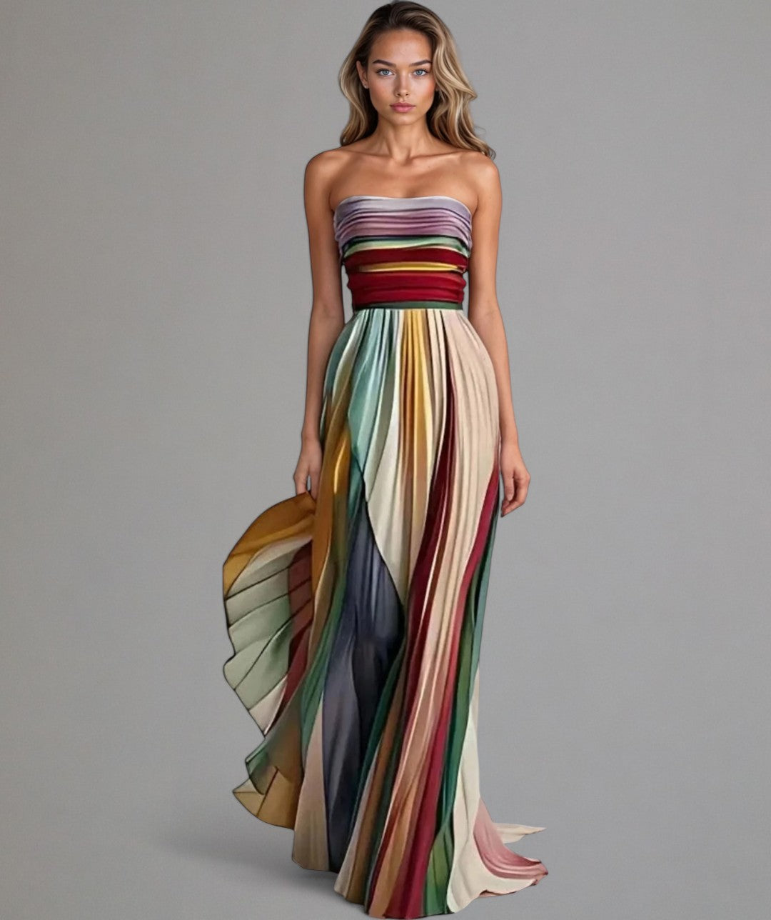 Lila sleeveless ankle-length dress in bright colors, featuring a flowy style perfect for summer wear. 1