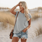 Lila solid short sleeve women's t-shirt in soft lavender with a pocket detail and a classic O-neck style. 5