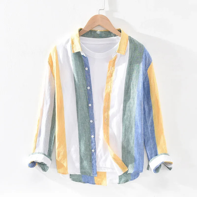 Linen Blend Striped Shirt 0
