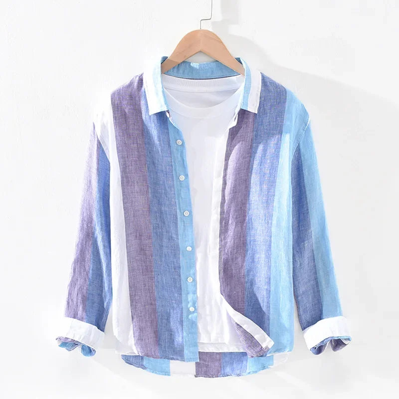 Linen Blend Striped Shirt 6