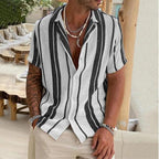 Linen Blend Vertical Stripe Shirt 1