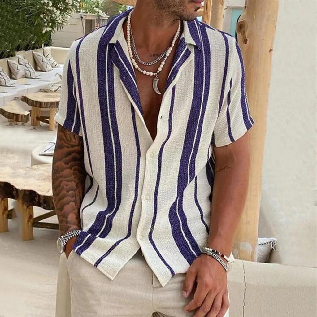 Linen Blend Vertical Stripe Shirt 2