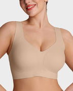 Soft lavender seamless bralette in a modern, minimalist style, perfect for everyday comfort. 0