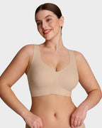 Soft lavender seamless bralette in a modern, minimalist style, perfect for everyday comfort. 1