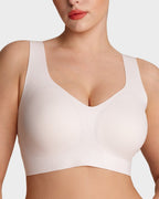 Soft lavender seamless bralette in a modern, minimalist style, perfect for everyday comfort. 11
