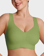 Soft lavender seamless bralette in a modern, minimalist style, perfect for everyday comfort. 13