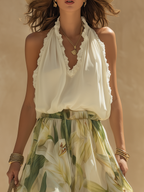 Lysandra lily print women's set in soft pastel colors with a relaxed, casual style. 4