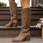 Mackenna embroidered western boots, brown, worn