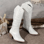 Mackenna embroidered western boots, white, pair