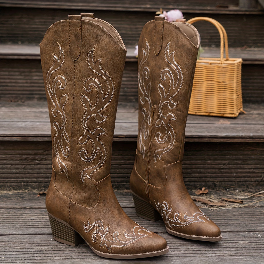 Mackenna embroidered western boots, red, pair
