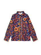 Floral print long sleeve blouse in soft cream with buttoned lapel, featuring a relaxed and feminine style. 4