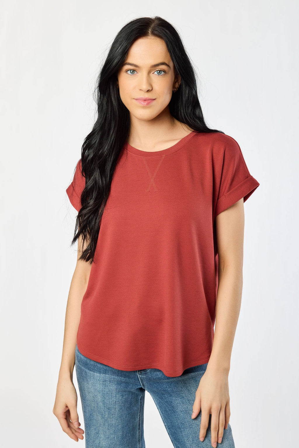 Light gray short sleeve sweatshirt with a relaxed fit and side slits, offering a casual and comfortable style. 9