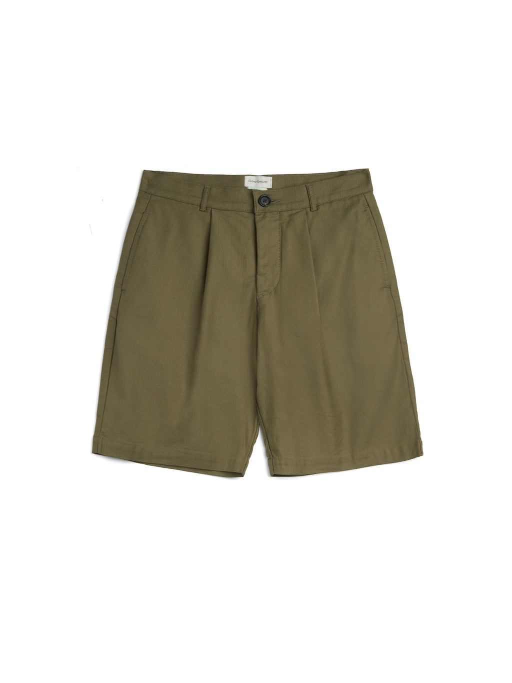 Marcellus Linen Shorts Pleated Herringbone Eastman Green 0