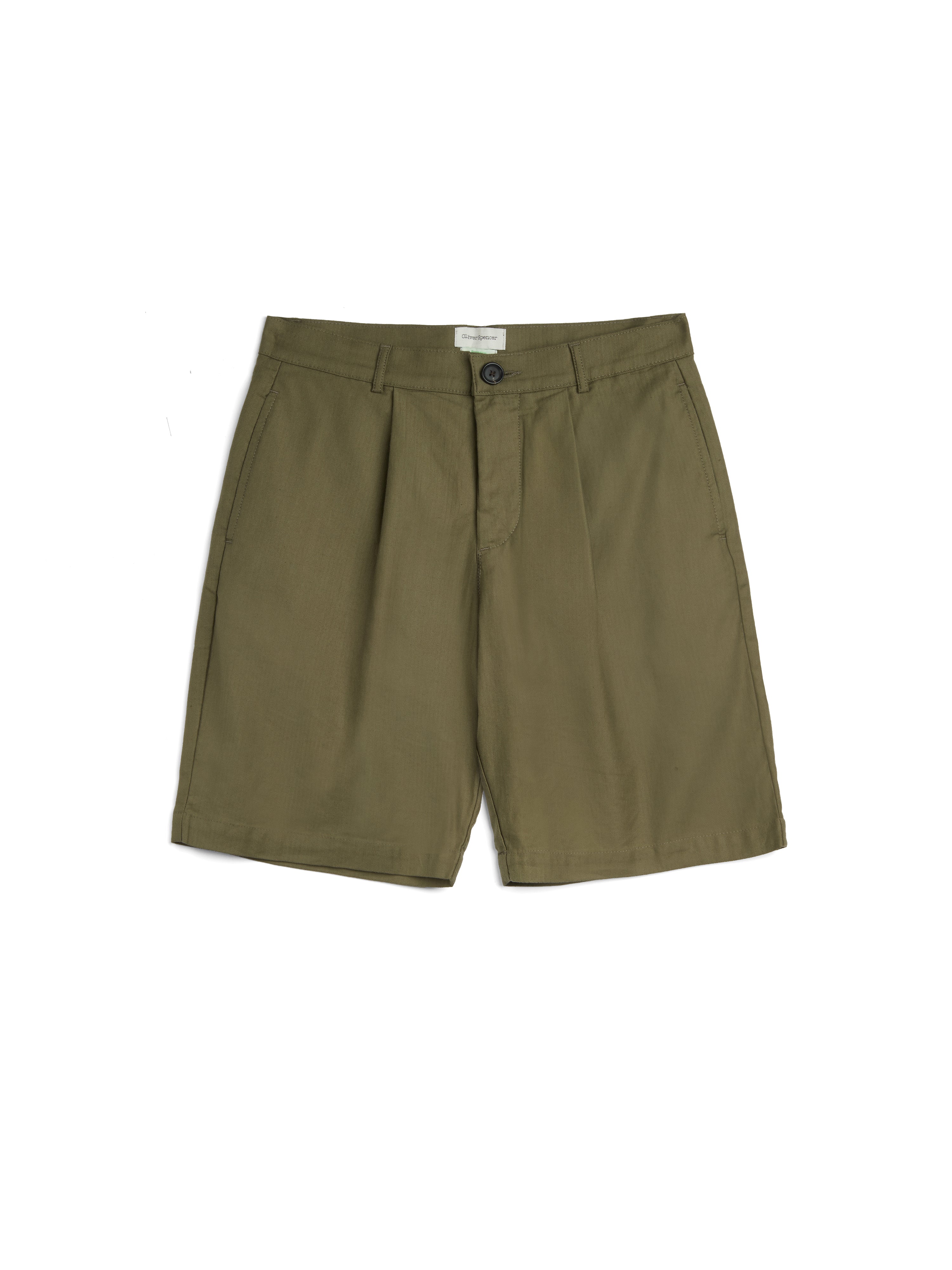 Marcellus Linen Shorts Pleated Herringbone Eastman Green 0