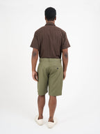 Marcellus Linen Shorts Pleated Herringbone Eastman Green 7