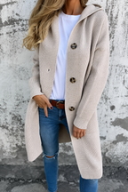 Marie long hooded cardigan, beige
