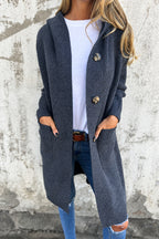 Marie long hooded cardigan, grey