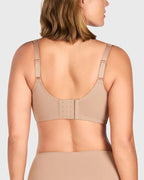 Marieke plus size minimizer bra in skin, back view