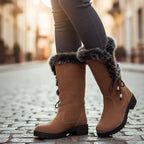 Marit suede-look knee-high boots khaki