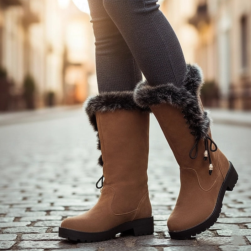 Marit suede-look knee-high boots khaki