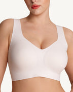 Maud seamless wireless bra in white, front view
