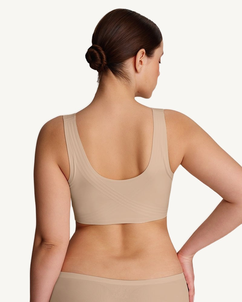 Maud seamless wireless bra in skin, back view