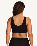 Maud seamless wireless bra in black, back view