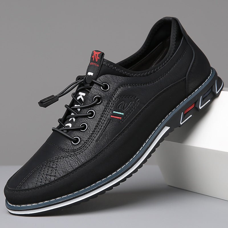 Black vegan leather Oxford shoes with a classic design, featuring a sleek and polished appearance. 11