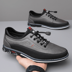 Black vegan leather Oxford shoes with a classic design, featuring a sleek and polished appearance. 7