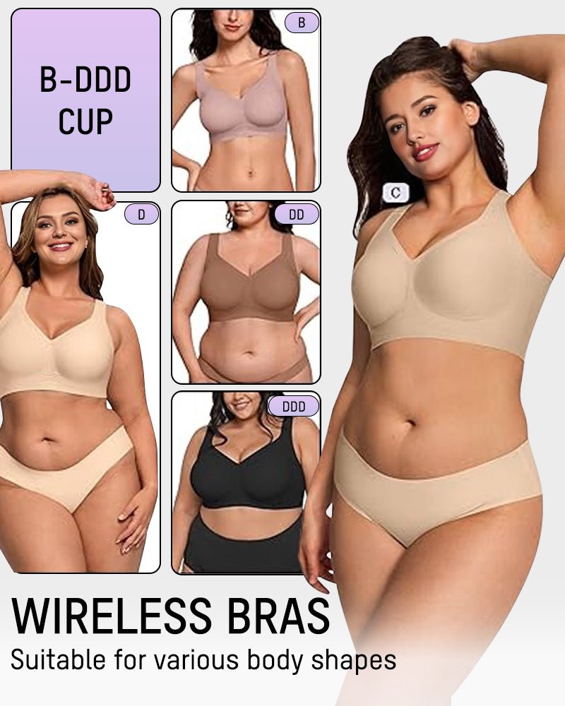 Soft jelly fabric wireless bra in blush pink, offering full coverage with a smooth, minimalist design. 3