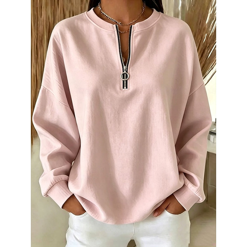Merel ring-zip drop-shoulder sweatshirt pink