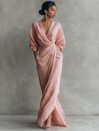 Mia minimalist linen-blend maxi dress, pink