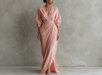 Mia minimalist linen-blend maxi dress, fabric detail