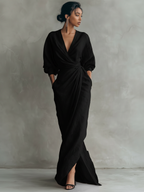 Mia minimalist linen-blend maxi dress, full length