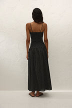 Mira Maxi Dress Polka Dot Black Off White Flowing Silhouette 3