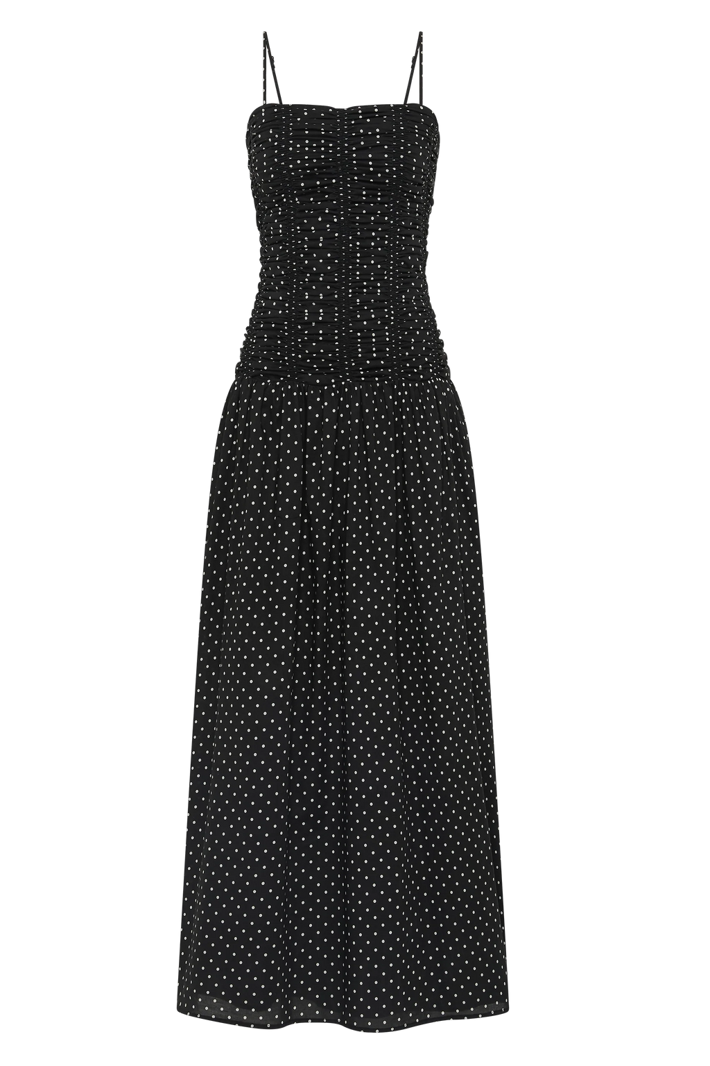 Mira Maxi Dress Polka Dot Black Off White Flowing Silhouette 5