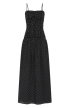Mira Maxi Dress Polka Dot Black Off White Flowing Silhouette 5