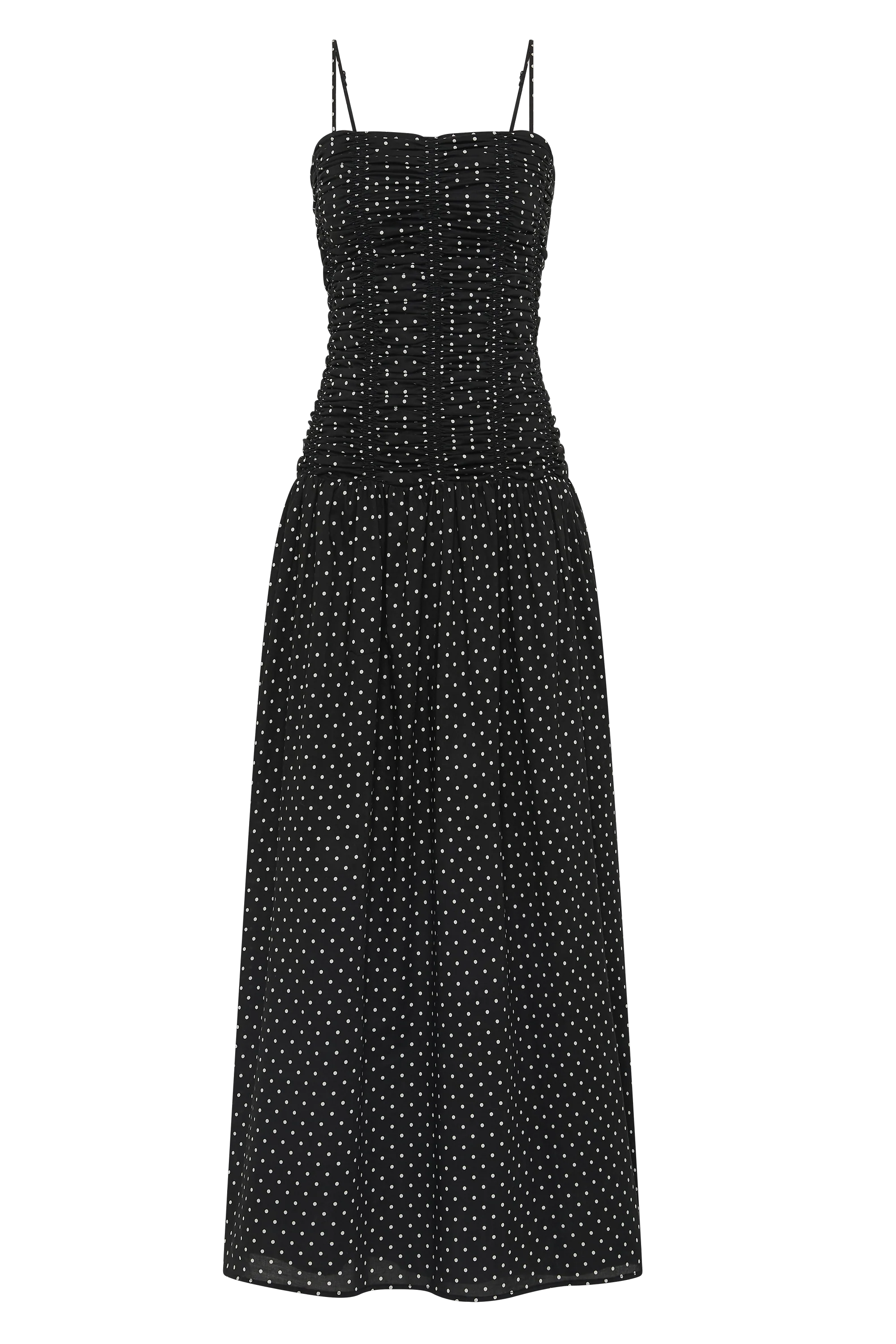 Mira Maxi Dress Polka Dot Black Off White Flowing Silhouette 5