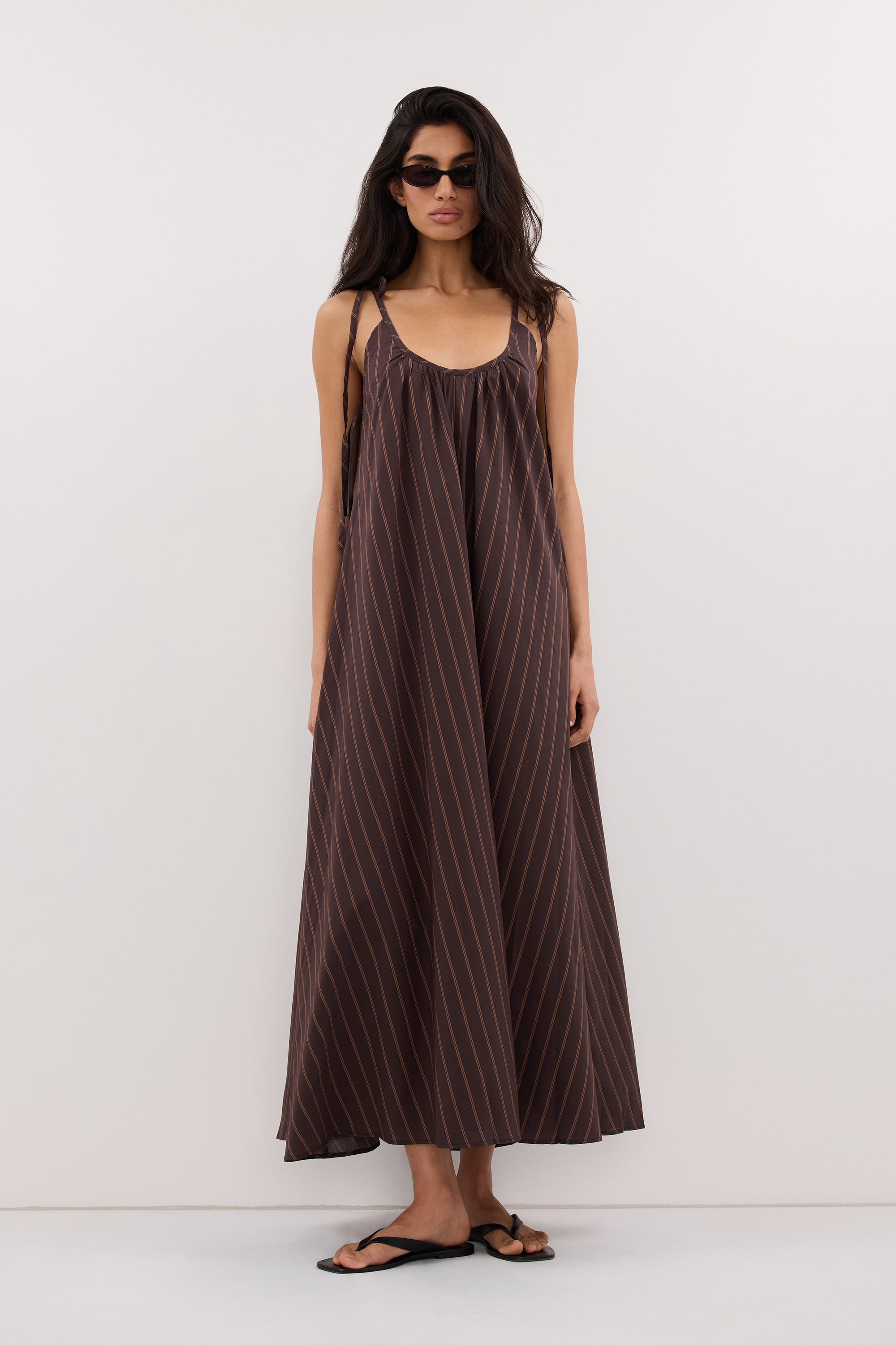 Mireille FABLE CHOC STRIPE MIDI DRESS Sleeveless Striped Design 0