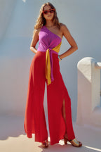 Nala Jumpsuit Women Asymmetrical Neckline Waist Tie Elegant Design 1