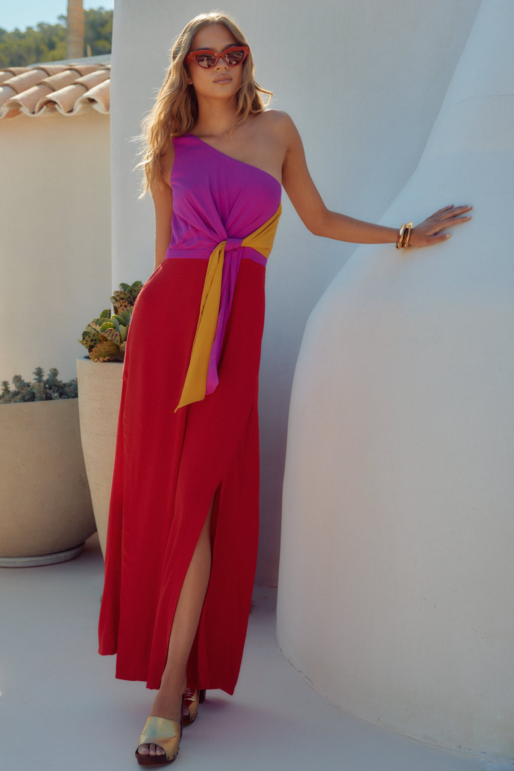 Nala Jumpsuit Women Asymmetrical Neckline Waist Tie Elegant Design 4