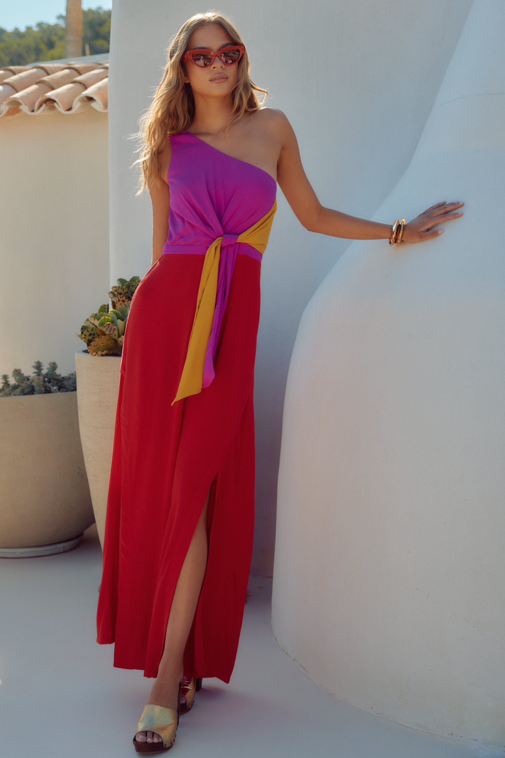 Nala Jumpsuit Women Asymmetrical Neckline Waist Tie Elegant Design 4