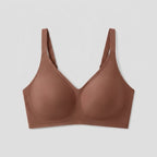 Neele seamless wireless bra in brown, front view