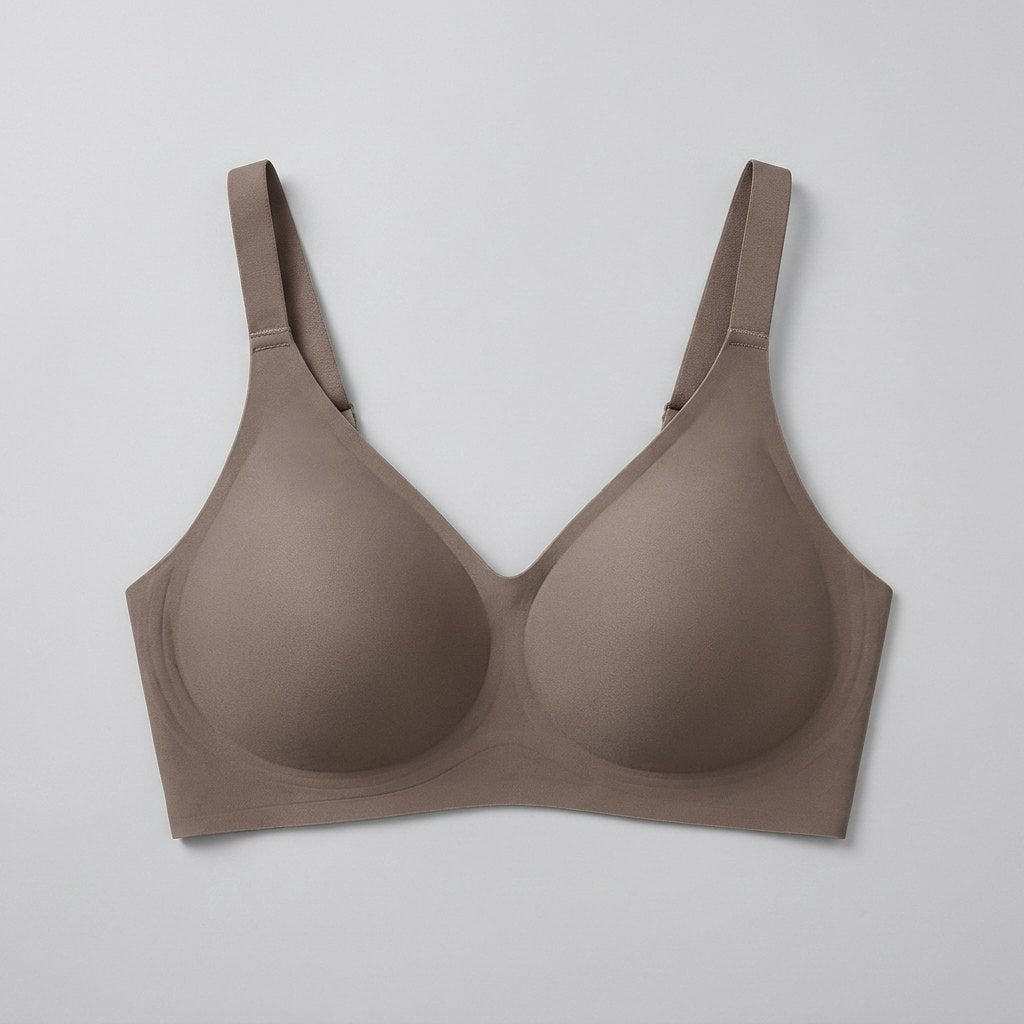 Neele seamless wireless bra in grey, front view