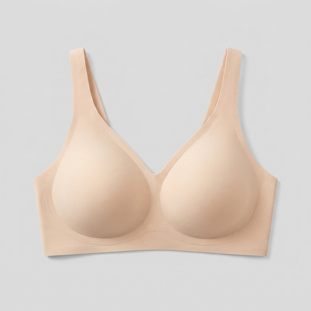 Neele seamless wireless bra in skin, front view