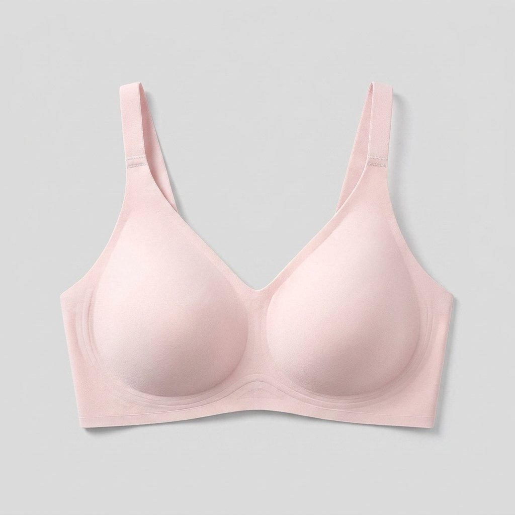 Neele seamless wireless bra in light pink, front view