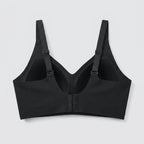 Neele seamless wireless bra in black, inside view showing the straps