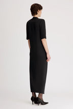 Nerissa Willa Dress Black Silk V-Neck Elbow Sleeve Cocktail Dress 2